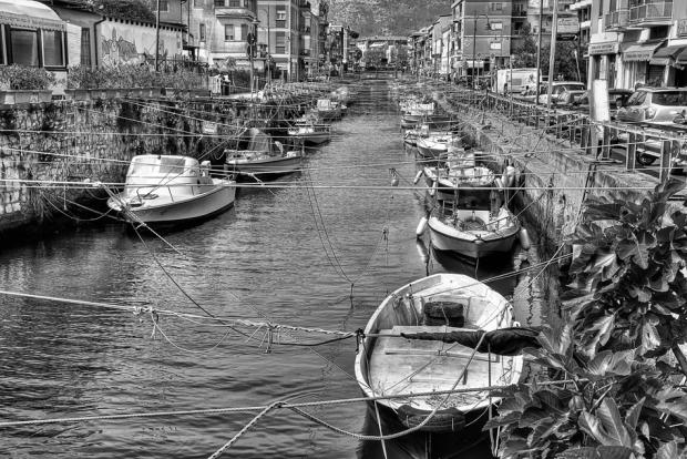Terracina-Amato-landscape-seascape-summer-outdoor-boats-village-fishing-photo-monochrome